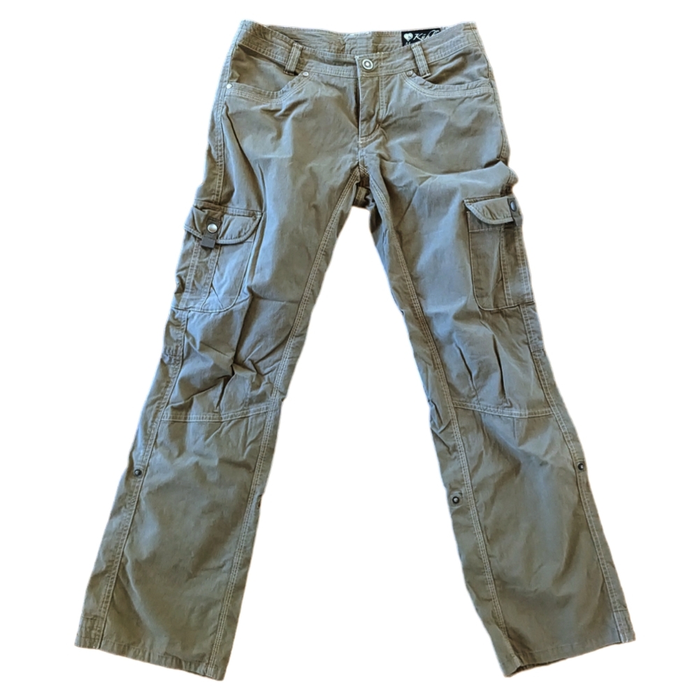 KUHL Splash Roll Up Cargo Pants Army Green Vintage Patina Dye Size 6